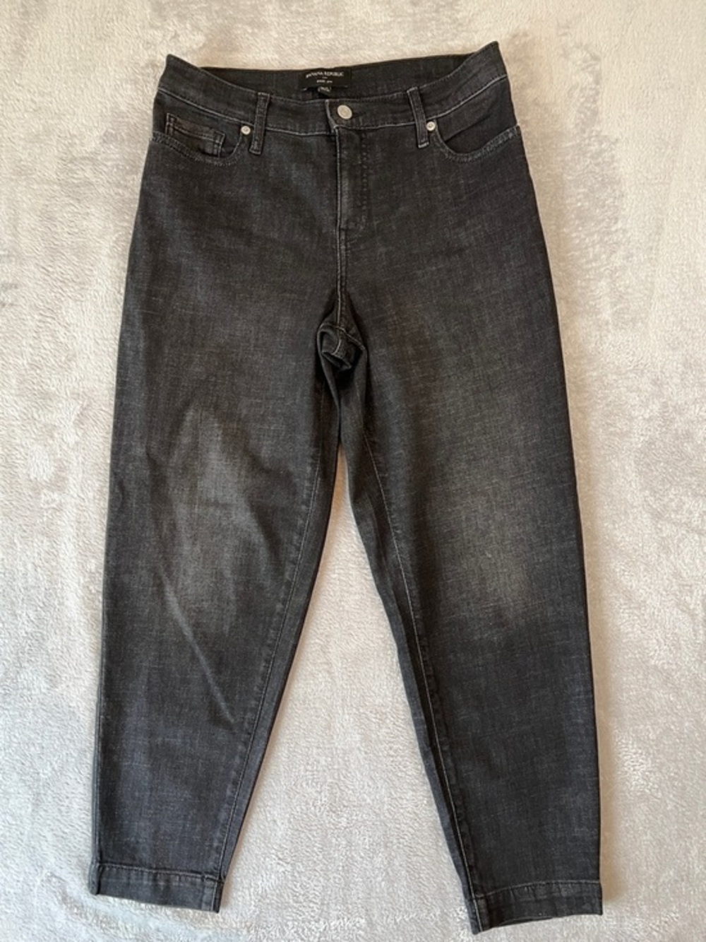 Banana Republic Jeans Womens 26/2 Black Barrel High Rise Relaxed Dark Wash Denim
